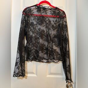 🦋 Chic Black Lace Long Sleeve Top size xlarge